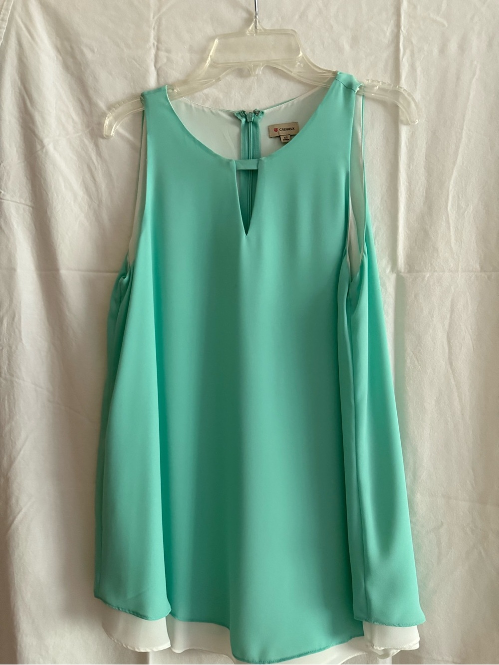 Cynthia Rowley Aqua Sleeveless Keyhole Tank